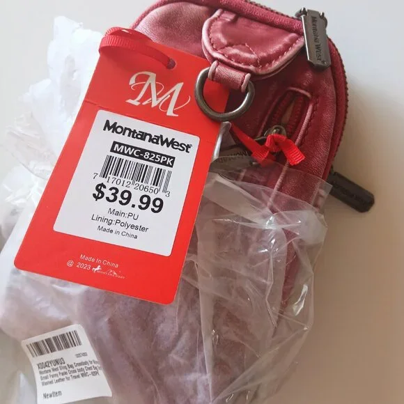 NWT Montana West Stone Washed Crossbody Red-Pink Color - Picture 6 of 6